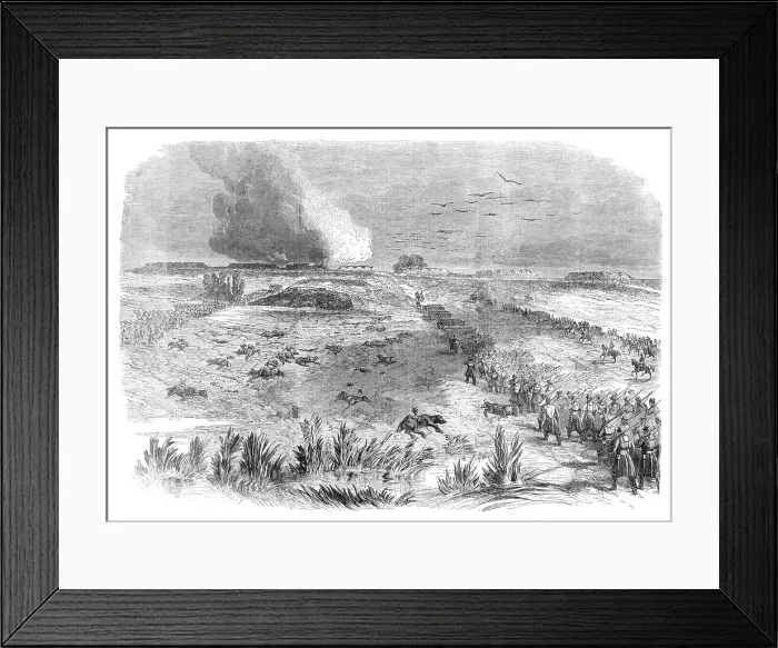 Framed Print : The Civil War in America: Federals advancing on the abandoned Confederate positions... 1862. Creator: Unknown Framed Print : The Civil War in America: Federals advancing on the abandoned Confederate positions... 1862. Creator: Unknown