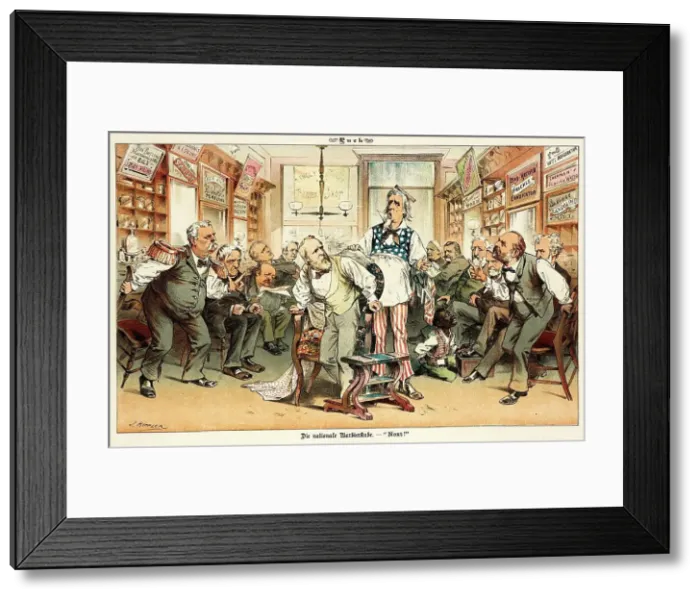 Framed Print : Cartoon from Puck, between 1880 and 1889. Creators: Joseph Keppler, Bernhard Gillam Framed Print : Cartoon from Puck, between 1880 and 1889. Creators: Joseph Keppler, Bernhard Gillam