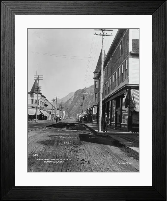 Framed Print : Looking north on Broadway Street, between c1900 and c1930. Creator: Unknown Framed Print : Looking north on Broadway Street, between c1900 and c1930. Creator: Unknown