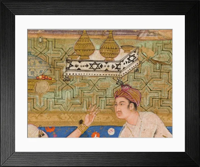 Framed Print : King Putraka in the Palace of the Beautiful Patali, From a Kathasaritsagara (image 2 of 2), c1590. Creator: Unknown Framed Print : King Putraka in the Palace of the Beautiful Patali, From a Kathasaritsagara (image 2 of 2), c1590. Creator: Unknown