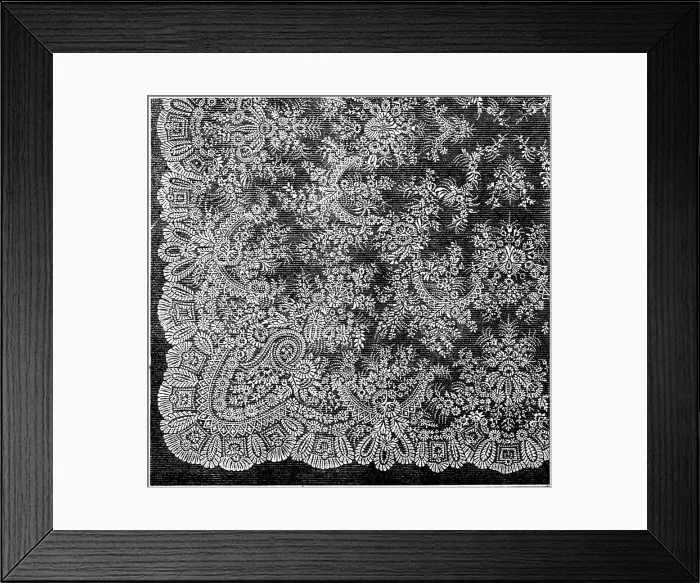 Framed Print : The International Exhibition: Pusher lace shawl, by Messrs. Reckless and Hickling, 1862. Creator: Unknown Framed Print : The International Exhibition: Pusher lace shawl, by Messrs. Reckless and Hickling, 1862. Creator: Unknown