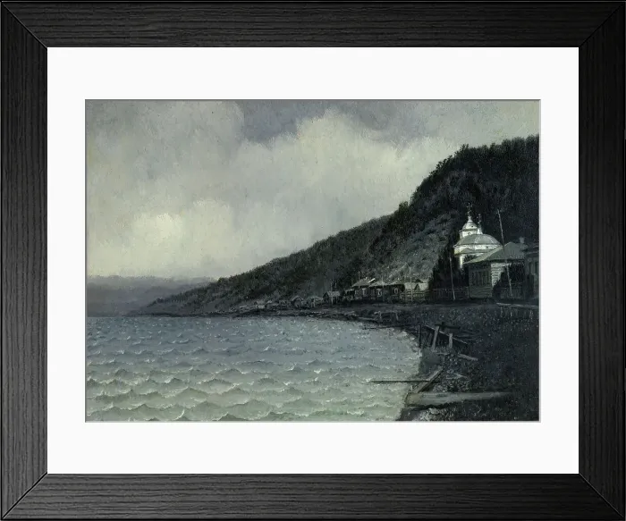 Framed Print : View of the Listvennichnoe Village and Lake Bailkal, 1880-1897. Creator: Pavel Mikhailovich Kosharov Framed Print : View of the Listvennichnoe Village and Lake Bailkal, 1880-1897. Creator: Pavel Mikhailovich Kosharov