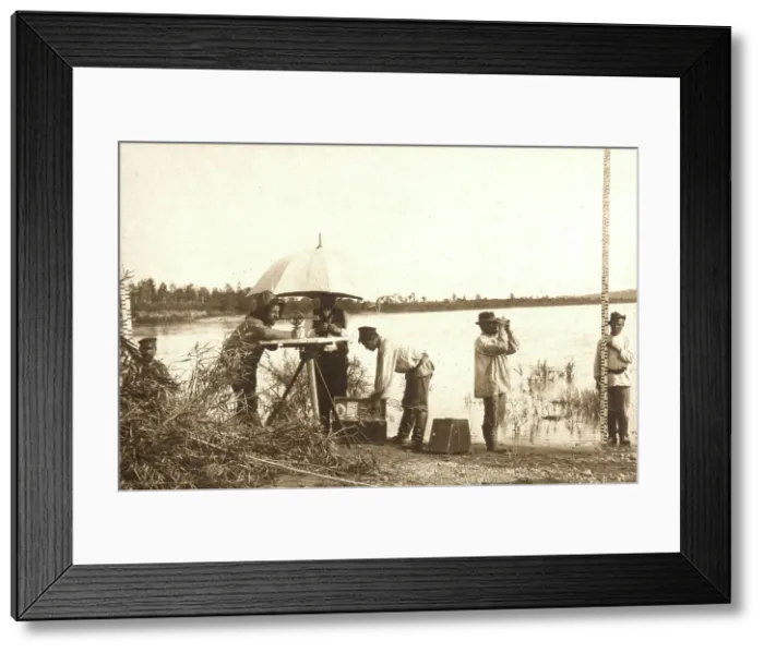Framed Print : Carrying out a scale survey on the banks of the Zeya River, 1909. Creator: Vladimir Ivanovich Fedorov Framed Print : Carrying out a scale survey on the banks of the Zeya River, 1909. Creator: Vladimir Ivanovich Fedorov