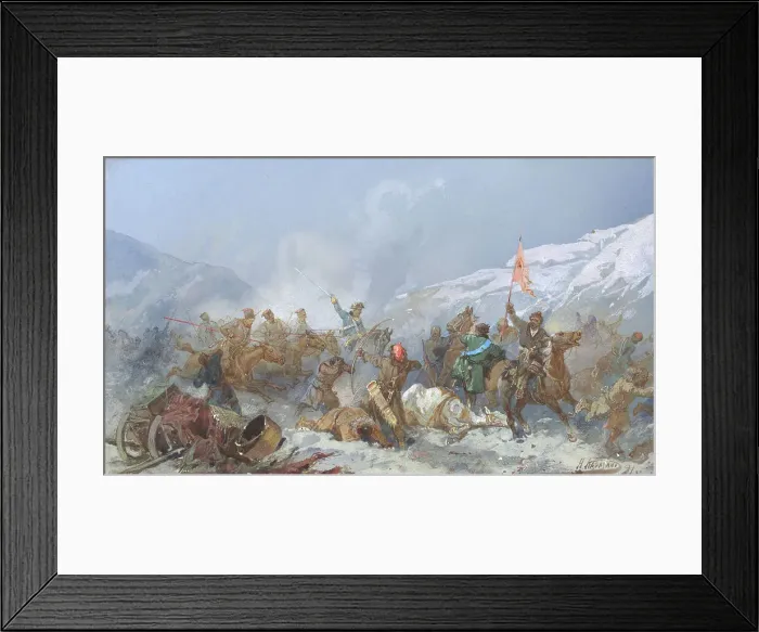 Framed Print : Fight with Pugachev's Troops, 19th century. Creator: Nikolay Nikolaevich Karazin Framed Print : Fight with Pugachev's Troops, 19th century. Creator: Nikolay Nikolaevich Karazin