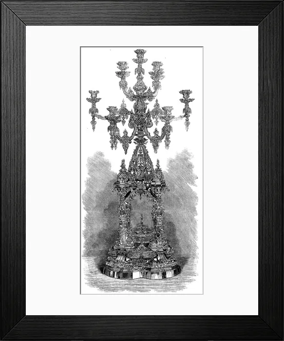 Framed Print : The International Exhibition: candelabrum by Messrs. Garrard...for Maharajah Dhuleep Singh, 1862. Creator: Unknown Framed Print : The International Exhibition: candelabrum by Messrs. Garrard...for Maharajah Dhuleep Singh, 1862. Creator: Unknown