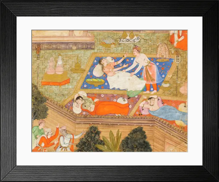 Framed Print : King Putraka in the Palace of the Beautiful Patali, From a Kathasaritsagara (image 1 of 2), c1590. Creator: Unknown Framed Print : King Putraka in the Palace of the Beautiful Patali, From a Kathasaritsagara (image 1 of 2), c1590. Creator: Unknown
