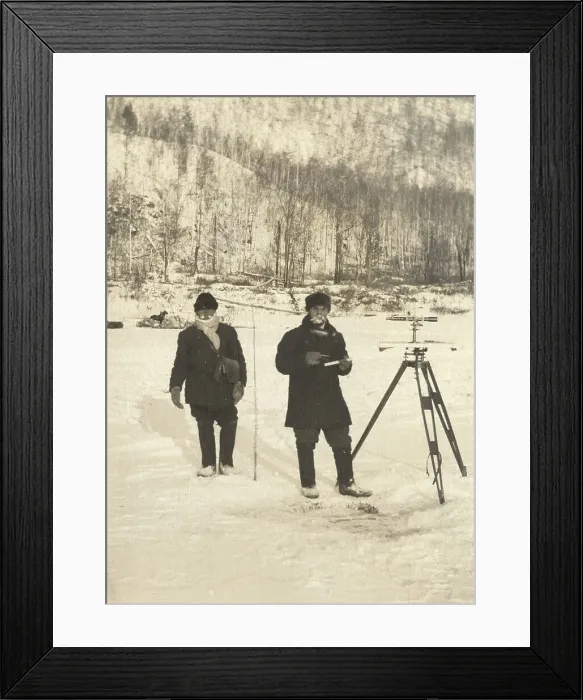 Framed Print : Carrying out a scale survey on the banks of the Zeya River, 1909. Creator: Vladimir Ivanovich Fedorov Framed Print : Carrying out a scale survey on the banks of the Zeya River, 1909. Creator: Vladimir Ivanovich Fedorov