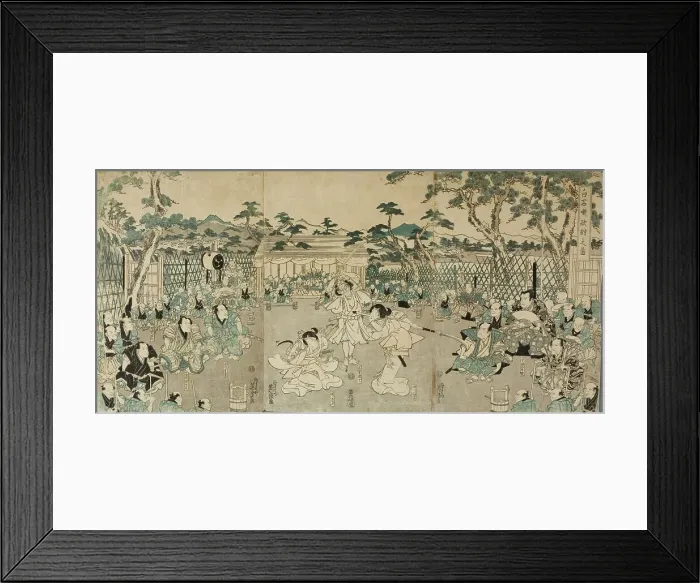 Framed Print : Sisters Avenging their Father's Death (from Kabuki Play Shiraishi'), between c1820 and c1830. Creator: Ikeda Eisen Framed Print : Sisters Avenging their Father's Death (from Kabuki Play Shiraishi'), between c1820 and c1830. Creator: Ikeda Eisen