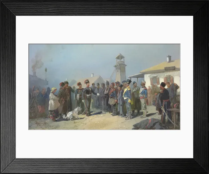 Framed Print : Native Ancestors of the Siberian Cossacks Polish Prisoners in Napoleon's Army Enlisting... 1813. Creator: Nikolay Nikolaevich Karazin Framed Print : Native Ancestors of the Siberian Cossacks Polish Prisoners in Napoleon's Army Enlisting... 1813. Creator: Nikolay Nikolaevich Karazin