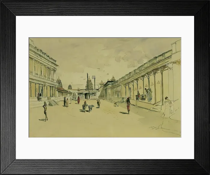Framed Print : Street in Madras with a temple, 1858. Creator: Joseph Selleny Framed Print : Street in Madras with a temple, 1858. Creator: Joseph Selleny