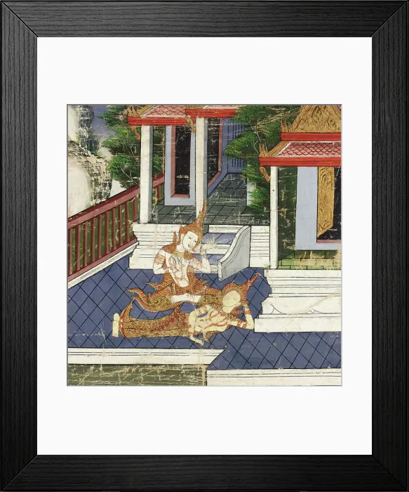 Framed Print : Maddi Faints at Loss of Children; Vessantara Revives Her... between c1860 and c1890. Creator: Unknown Framed Print : Maddi Faints at Loss of Children; Vessantara Revives Her... between c1860 and c1890. Creator: Unknown