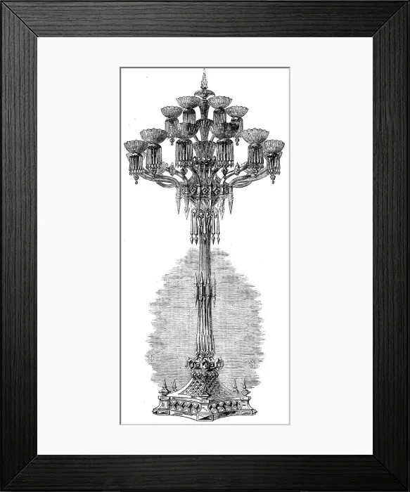 Framed Print : The International Exhibition - glass candelabrum, under the East Dome... 1862. Creator: Unknown Framed Print : The International Exhibition - glass candelabrum, under the East Dome... 1862. Creator: Unknown