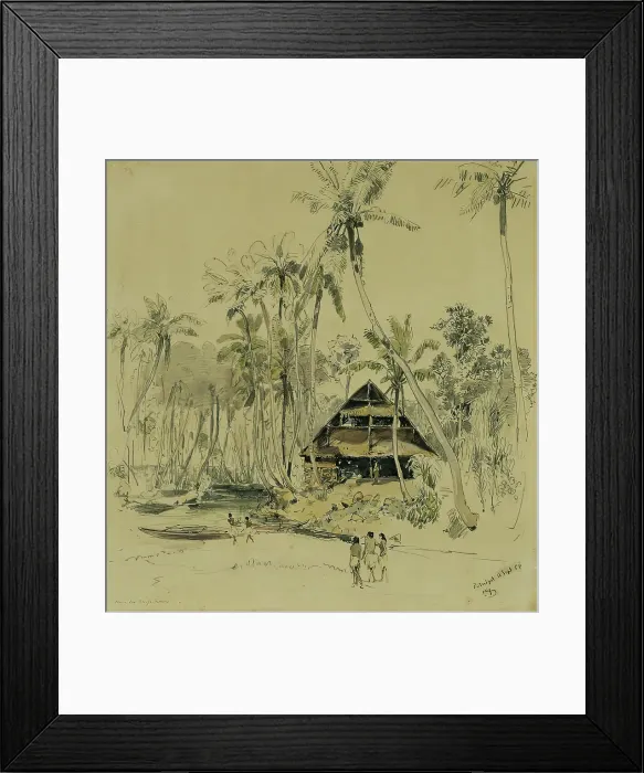 Framed Print : The missionary's house on Puinipet (Ponape) Island, Caroline Islands, 1858. Creator: Joseph Selleny