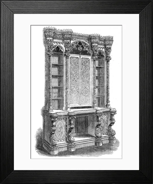Framed Print : The International Exhibition: bookcase by Hindley and Son, 1862. Creator: Unknown Framed Print : The International Exhibition: bookcase by Hindley and Son, 1862. Creator: Unknown