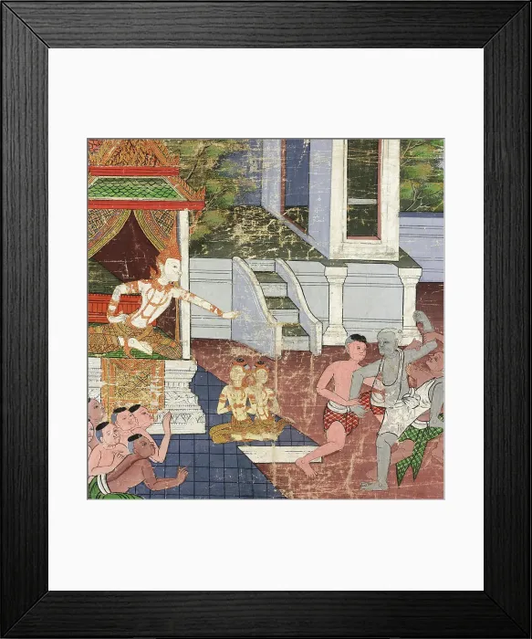 Framed Print : Jali and Kanhajina are Brought Before Their Grandfather King Sanjaya... 19th century. Creator: Unknown