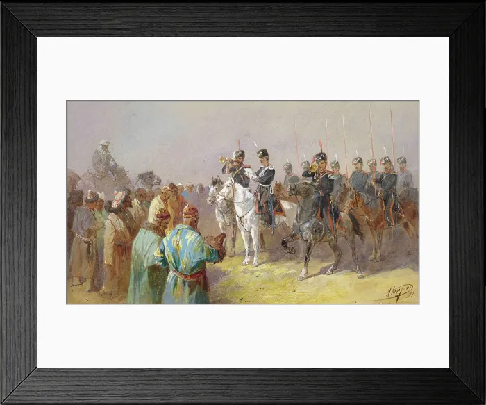 Framed Print : Kyrgyz-Kazakhs of the Middle Horde Paying a Tax by the Tsar's Decree, 19th century. Creator: Nikolay Nikolaevich Karazin Framed Print : Kyrgyz-Kazakhs of the Middle Horde Paying a Tax by the Tsar's Decree, 19th century. Creator: Nikolay Nikolaevich Karazin