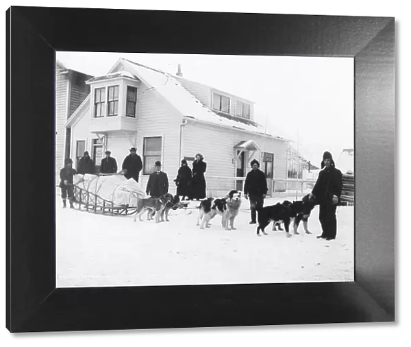 Dog team and Dr. Sutherland's party ready to leave Fairbanks for Kantishna, between c1900 and 1927. Creator: Unknown