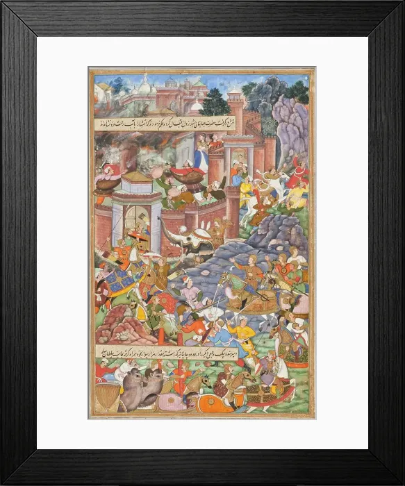 Framed Print : Flight of Sultan Bahadur During Humayun's Campaign in Gujarat, 1535... c1590. Creator: Unknown Framed Print : Flight of Sultan Bahadur During Humayun's Campaign in Gujarat, 1535... c1590. Creator: Unknown