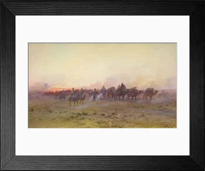 Framed Print : Cossacks Escorting the Taranchi into Russian Territory During the Occupation of the Ili...19th cent Creator: Nikolay Nikolaevich Karazin Framed Print : Cossacks Escorting the Taranchi into Russian Territory During the Occupation of the Ili...19th cent Creator: Nikolay Nikolaevich Karazin