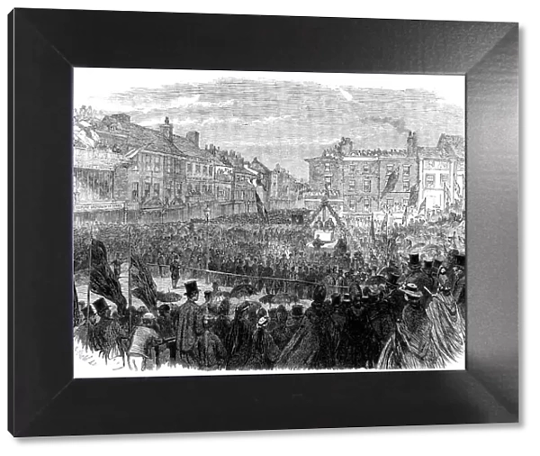 The Preston Guild Festival: the mayor laying the foundation-stone of the...new townhall, 1862. Creator: E. Skill