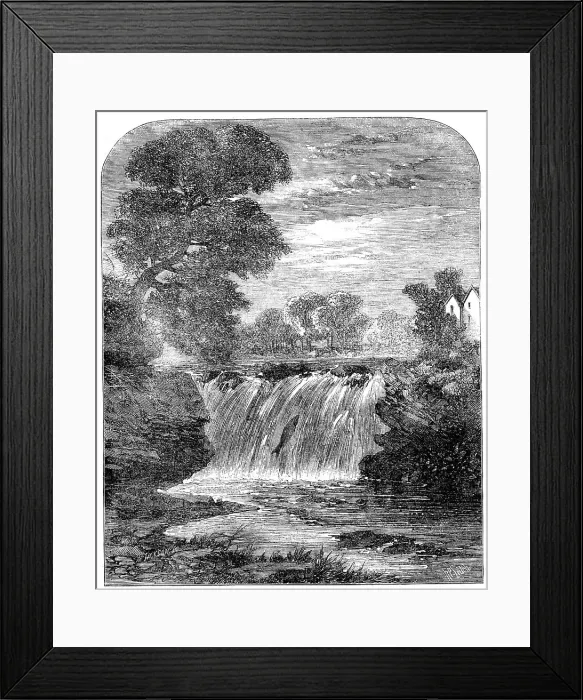 Framed Print : Freshwater fishes: angling in Scotland - salmon-leap on the River Allan, 1862. Creator: Mason Jackson Framed Print : Freshwater fishes: angling in Scotland - salmon-leap on the River Allan, 1862. Creator: Mason Jackson
