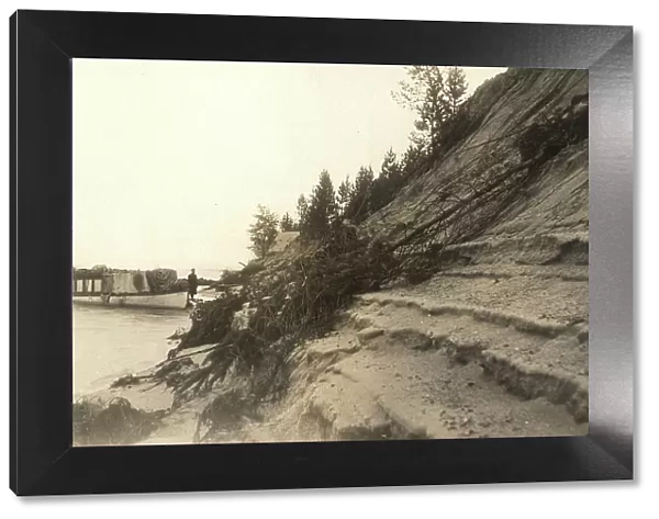 View of the crumbling sandy right bank of the Zeya River, 1909. Creator: Vladimir Ivanovich Fedorov