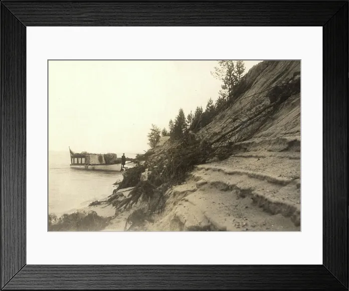 Framed Print : View of the crumbling sandy right bank of the Zeya River, 1909. Creator: Vladimir Ivanovich Fedorov Framed Print : View of the crumbling sandy right bank of the Zeya River, 1909. Creator: Vladimir Ivanovich Fedorov