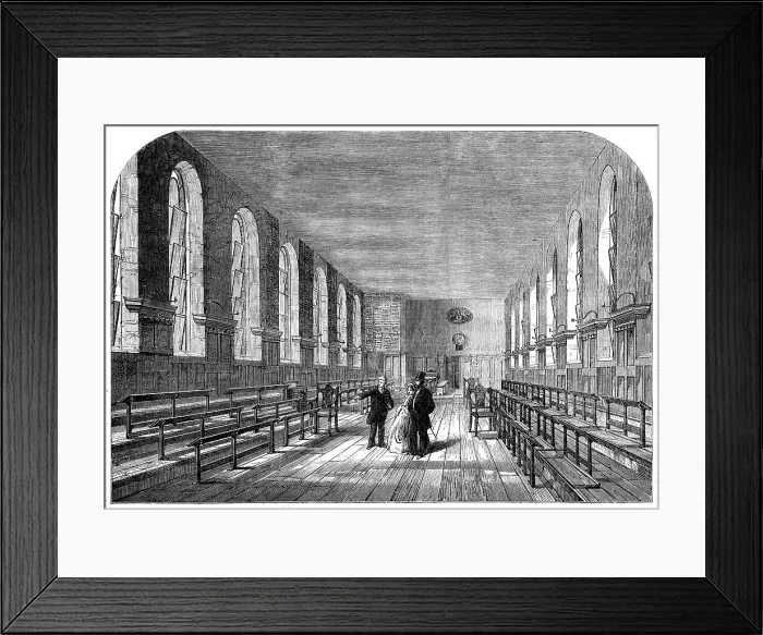 Framed Print : The upper schoolroom of Merchant Taylors School, 1862. Creator: Unknown Framed Print : The upper schoolroom of Merchant Taylors School, 1862. Creator: Unknown