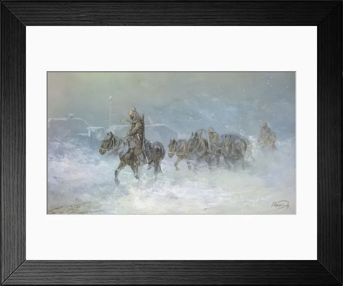 Framed Print : Coach and Escort Service in the Steppes, 19th century. Creator: Nikolay Nikolaevich Karazin Framed Print : Coach and Escort Service in the Steppes, 19th century. Creator: Nikolay Nikolaevich Karazin