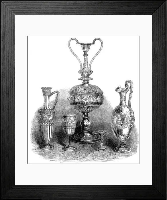 Framed Print : The International Exhibition: group of glass, by Messrs. Phillips... 1862. Creator: Unknown Framed Print : The International Exhibition: group of glass, by Messrs. Phillips... 1862. Creator: Unknown