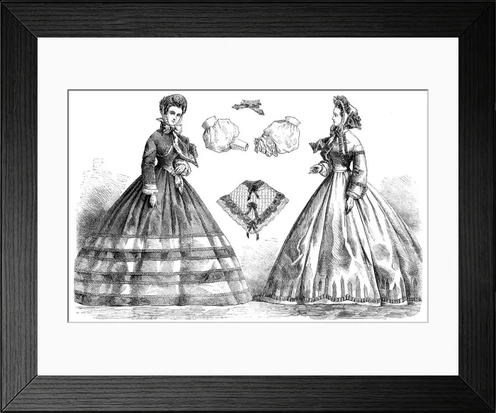 Framed Print : Paris fashions for October, 1862. Creator: Unknown Framed Print : Paris fashions for October, 1862. Creator: Unknown