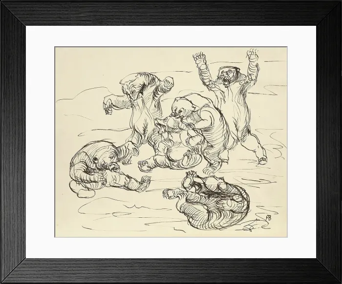 Framed Print : Brawling bears, 1909. Creator: Franz Barwig the Elder Framed Print : Brawling bears, 1909. Creator: Franz Barwig the Elder