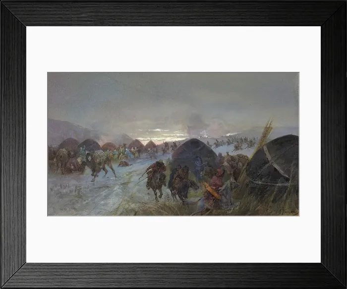 Framed Print : A Raid on a Settlement, 19th century. Creator: Nikolay Nikolaevich Karazin Framed Print : A Raid on a Settlement, 19th century. Creator: Nikolay Nikolaevich Karazin