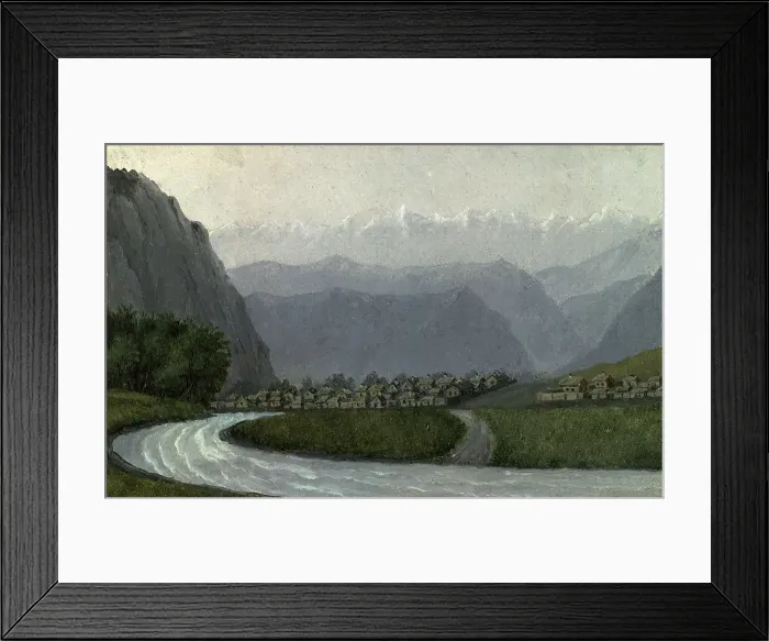 Framed Print : View of the village of Korgonskaya on the left bank of the Charysh. Squirrels Khazinsky...1850-1899 Creator: Pavel Mikhailovich Kosharov Framed Print : View of the village of Korgonskaya on the left bank of the Charysh. Squirrels Khazinsky...1850-1899 Creator: Pavel Mikhailovich Kosharov
