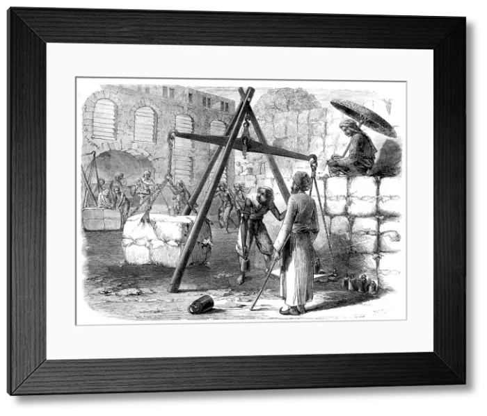 Framed Print : Weighing cotton at Bombay for the English market, 1862. Creator: Joseph Austin Benwell Framed Print : Weighing cotton at Bombay for the English market, 1862. Creator: Joseph Austin Benwell