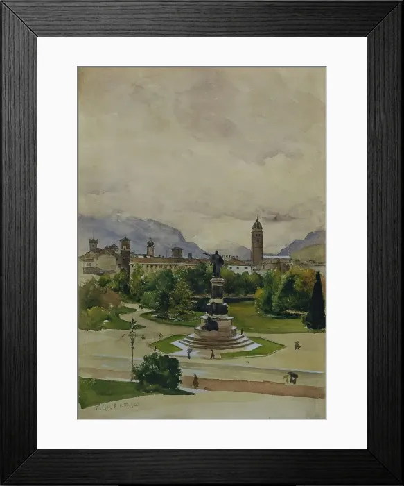 Framed Print : Dante Square in Trento, 1903. Creator: Karl Friedrich Gsur Framed Print : Dante Square in Trento, 1903. Creator: Karl Friedrich Gsur
