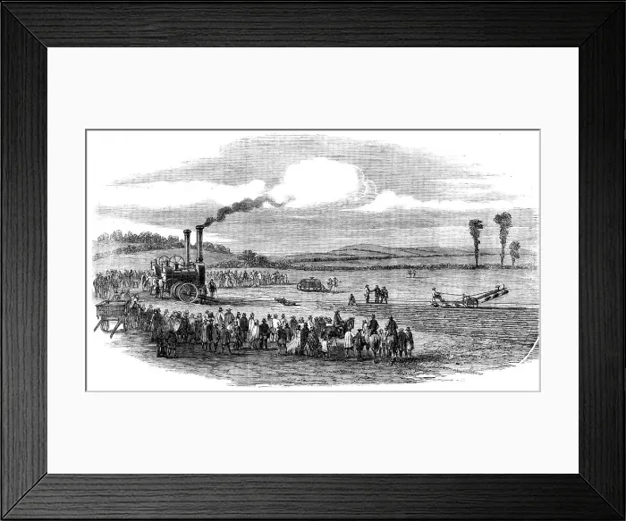 Framed Print : Trials of steam-ploughs near Farningham, Kent, 1862. Creator: Unknown Framed Print : Trials of steam-ploughs near Farningham, Kent, 1862. Creator: Unknown