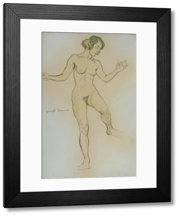 Framed Print : Nude study in dance pose, 1925. Creator: Josef Wawra