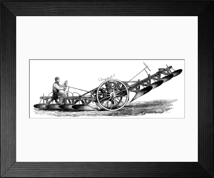 Framed Print : The International Exhibition: Fowler's patent four-furrow steam-plough, 1862. Creator: Unknown Framed Print : The International Exhibition: Fowler's patent four-furrow steam-plough, 1862. Creator: Unknown