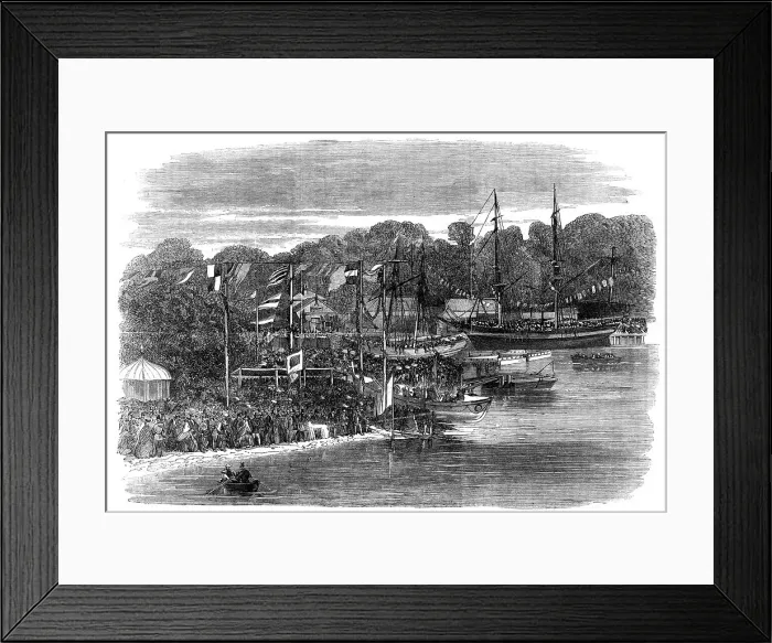 Framed Print : The launch of the Ipswich Life-Boat, 1862. Creator: Unknown Framed Print : The launch of the Ipswich Life-Boat, 1862. Creator: Unknown