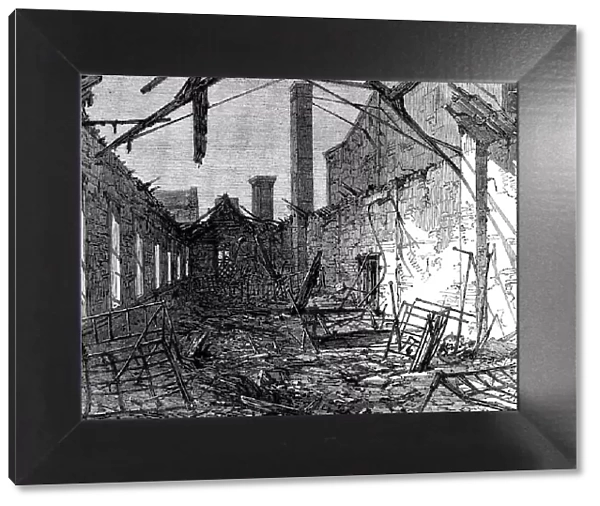The fatal fire at the Liverpool Workhouse, Brownlow-Hill: ruins of the children's dormitory, 1862. Creator: Unknown