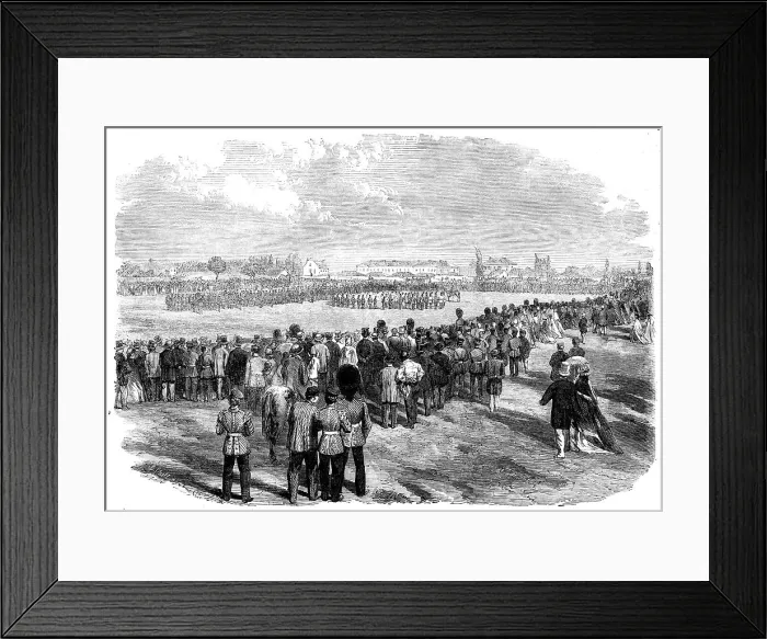 Framed Print : Presentation of Colours to the Victoria Rifles at Montreal, Canada, 1862. Creator: E. Skill Framed Print : Presentation of Colours to the Victoria Rifles at Montreal, Canada, 1862. Creator: E. Skill