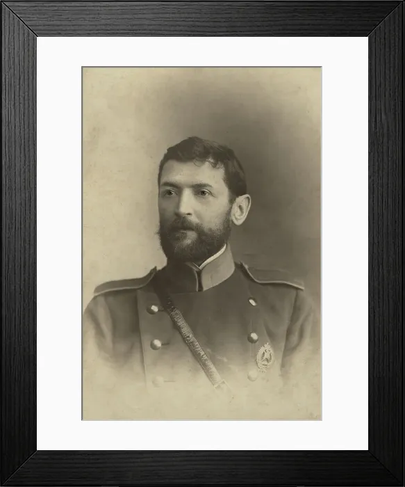 Framed Print : Brigade Commander Ismail Iakovlevich Vakulenko in a Firefighter's Uniform, early 20th century. Creator: I.S.Zhut'ev i Ko Framed Print : Brigade Commander Ismail Iakovlevich Vakulenko in a Firefighter's Uniform, early 20th century. Creator: I.S.Zhut'ev i Ko