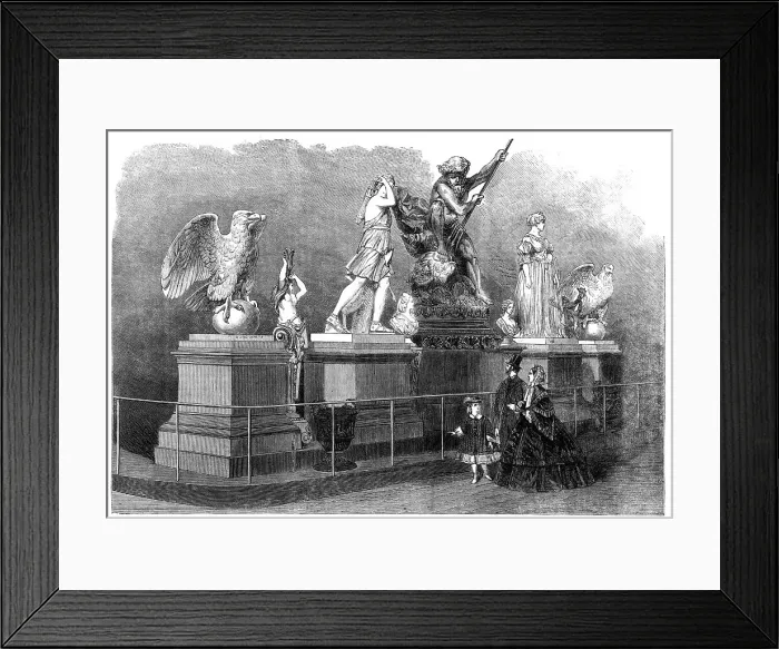 Framed Print : Iron figure castings by M. Ducel, of Paris, in the International Exhibition, 1862. Creator: Unknown Framed Print : Iron figure castings by M. Ducel, of Paris, in the International Exhibition, 1862. Creator: Unknown
