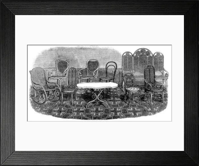 Framed Print : The International Exhibition: furniture and parqueterie flooring by Thonet Brothers... 1862. Creator: Unknown Framed Print : The International Exhibition: furniture and parqueterie flooring by Thonet Brothers... 1862. Creator: Unknown