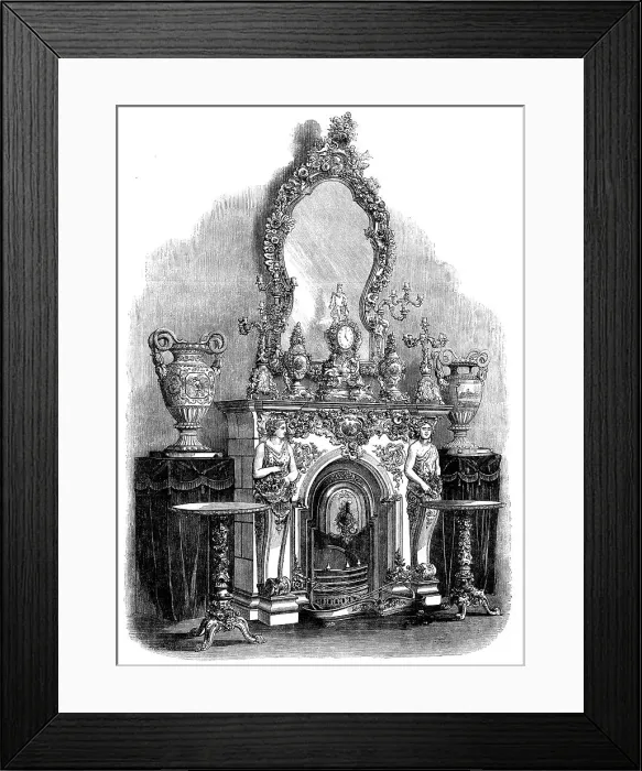 Framed Print : The Great International Exhibition: chimneypiece by the Royal Saxon China Manufactory, 1862. Creator: Unknown Framed Print : The Great International Exhibition: chimneypiece by the Royal Saxon China Manufactory, 1862. Creator: Unknown