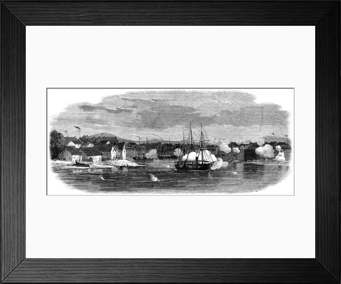 Framed Print : The Capture of Ningpo: bombardment of Point Battery and East Gate, 1862. Creator: Unknown Framed Print : The Capture of Ningpo: bombardment of Point Battery and East Gate, 1862. Creator: Unknown