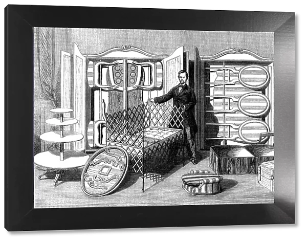 The International Exhibition: patent folding furniture by Mannstein of Vienna, 1862. Creator: Unknown