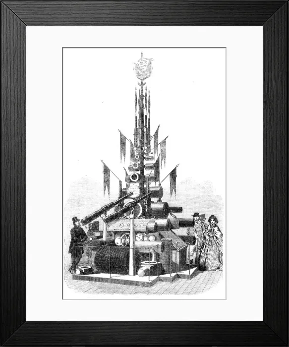 Framed Print : The International Exhibition: Trophy of Armstrong Guns and Coils from the Royal Gun... 1862. Creator: Unknown Framed Print : The International Exhibition: Trophy of Armstrong Guns and Coils from the Royal Gun... 1862. Creator: Unknown