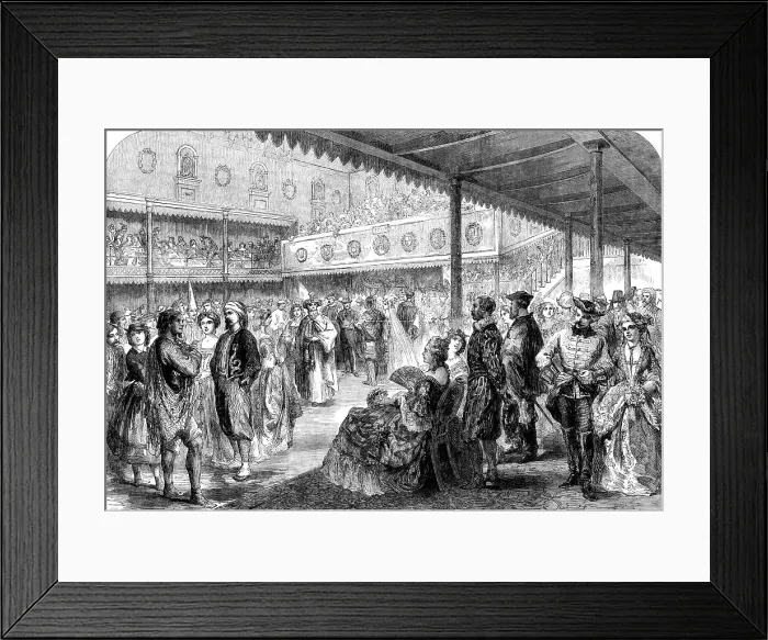 Framed Print : The Preston Guild Festival: costume ball in the Guild Assembly Room, 1862. Creator: Unknown Framed Print : The Preston Guild Festival: costume ball in the Guild Assembly Room, 1862. Creator: Unknown